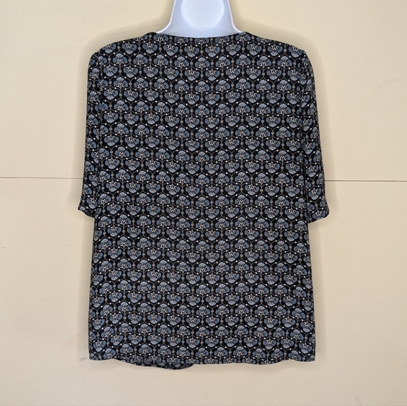 LOFT Blouse Short Sleeve Loose Fitted Floral Fan Print - Picture 3 of 7